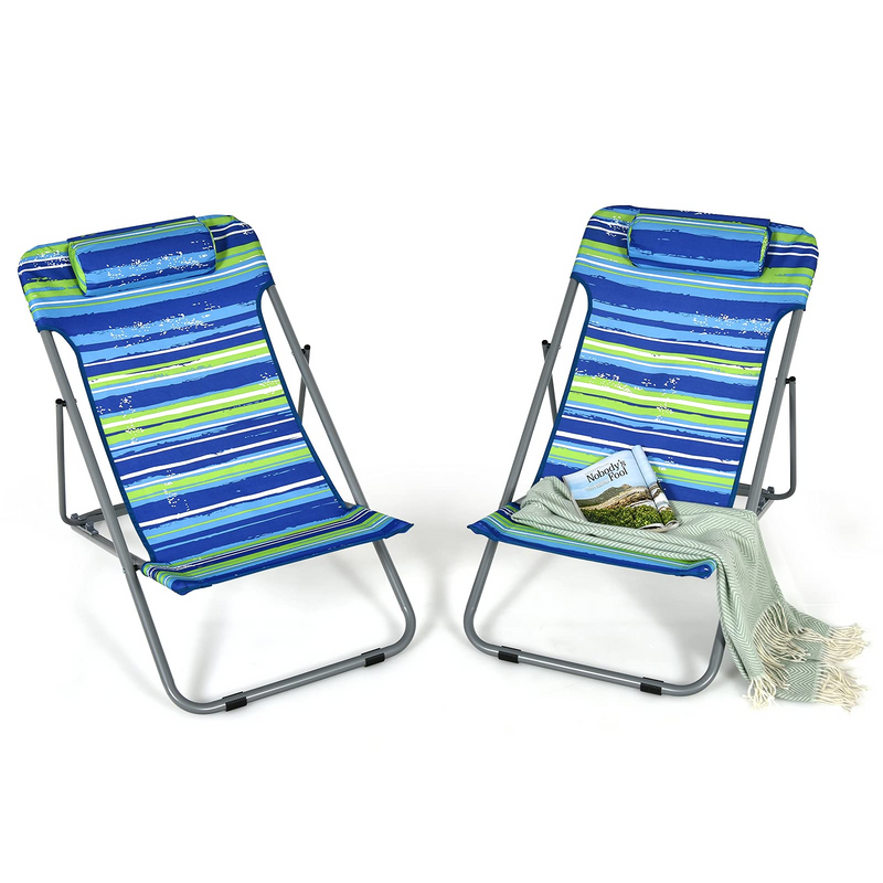 Load image into Gallery viewer, Goplus Beach Sling Chair for Adults, 2 Pcs Portable Folding Camping Chair - GoplusUS