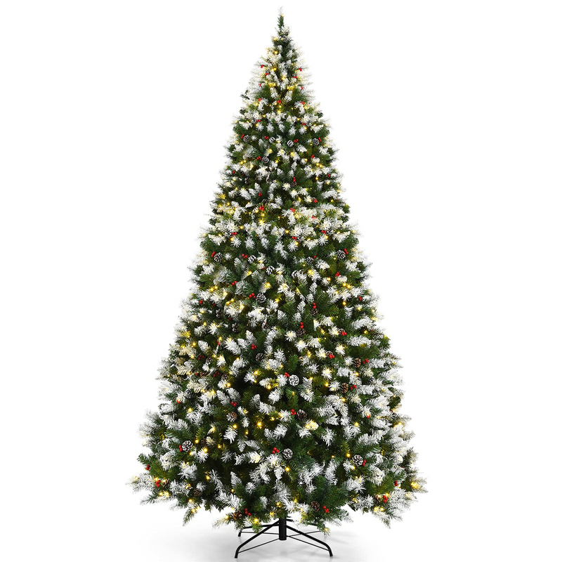 Load image into Gallery viewer, Goplus Pre-lit Snow Flocked Christmas Tree,Hinged Artificial Xmas Tree, Indoor Holiday Festival Decoration - GoplusUS