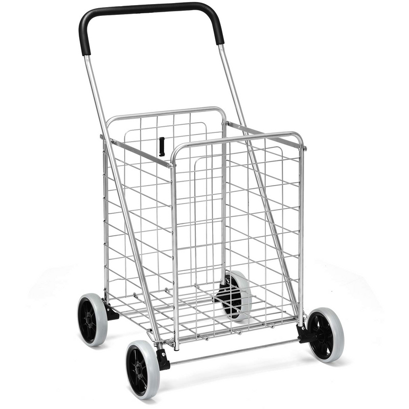 Load image into Gallery viewer, Goplus Folding Shopping Cart, Light Weight Utility Grocery Cart with Wheels, Portable Cart - GoplusUS