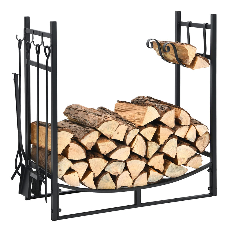 Load image into Gallery viewer, Firewood Rack with Tool Set 36' /30' Fireplace Log Holder - GoplusUS