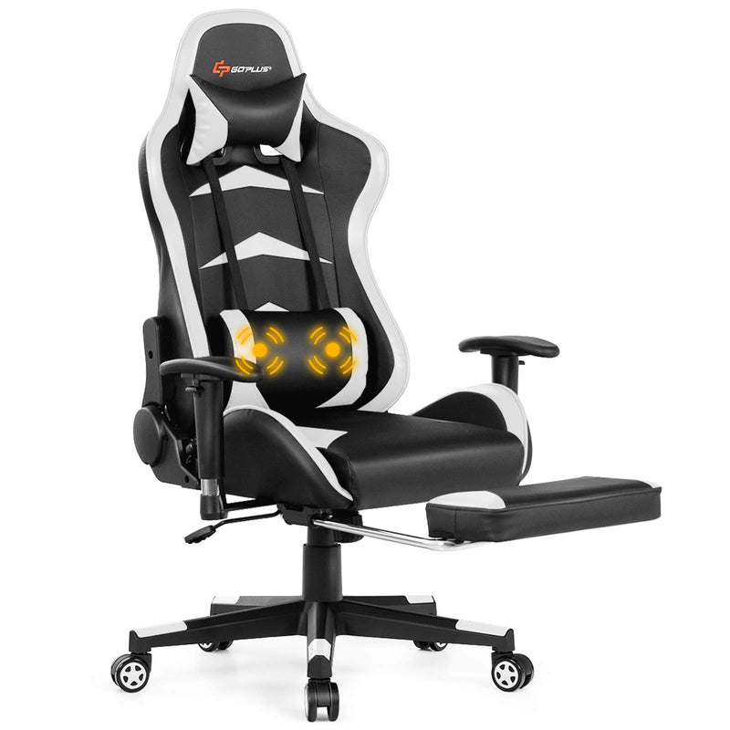 Load image into Gallery viewer, Massage Gaming Chair, Reclining Backrest, Handrails and Seat Height Adjustment - GoplusUS