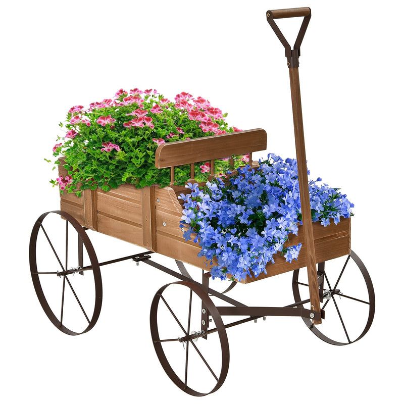 Load image into Gallery viewer, Wagon Planter, Decorative Wooden Garden Planter with Wheels