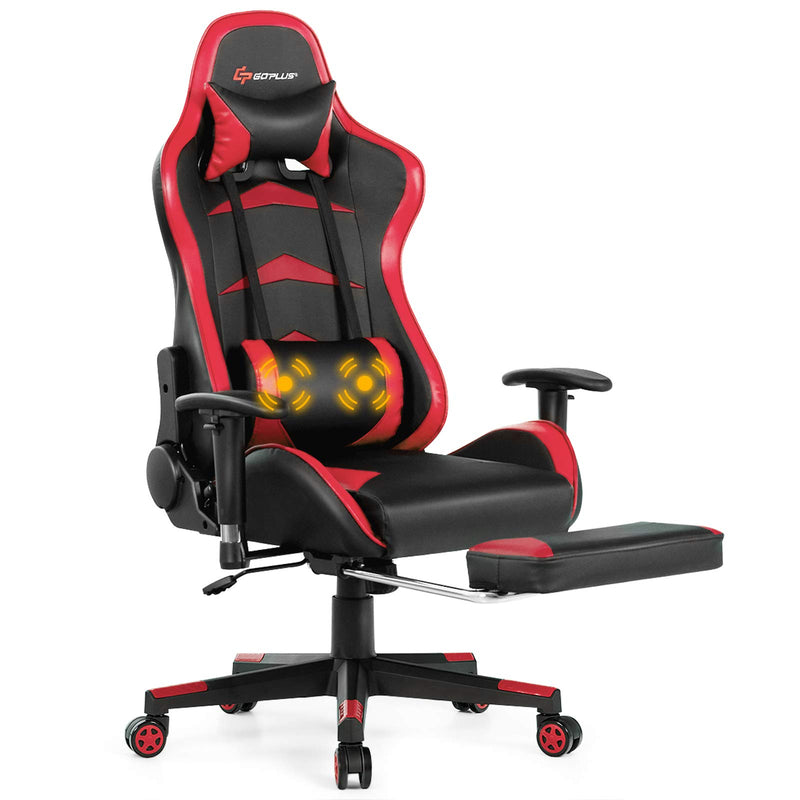 Load image into Gallery viewer, Massage Gaming Chair, Reclining Backrest, Handrails and Seat Height Adjustment - GoplusUS