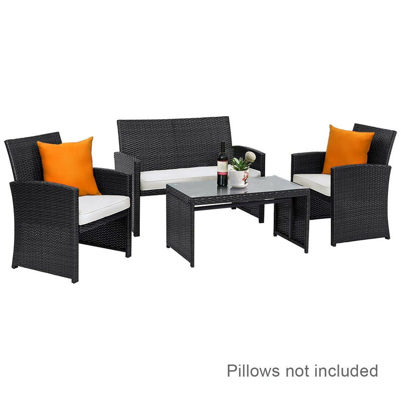 Load image into Gallery viewer, Patio Furniture 4 Pieces Rattan Conversation Sofa Set - GoplusUS