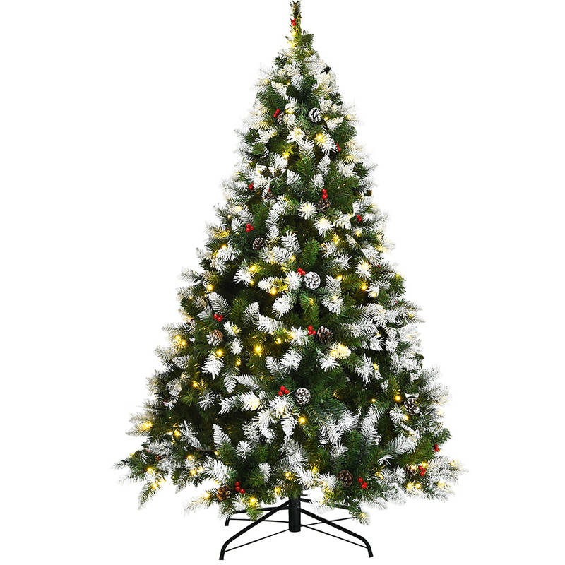Load image into Gallery viewer, Goplus Pre-lit Snow Flocked Christmas Tree,Hinged Artificial Xmas Tree, Indoor Holiday Festival Decoration - GoplusUS