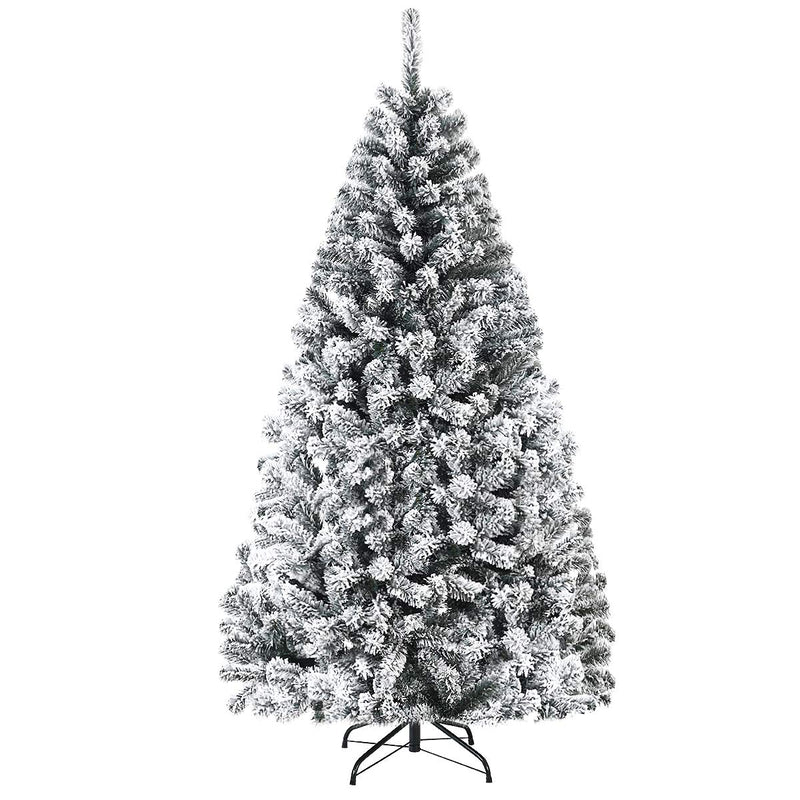Load image into Gallery viewer, 6FT/9FT Snow Flocked Christmas Tree, Hinged Pine Tree - GoplusUS