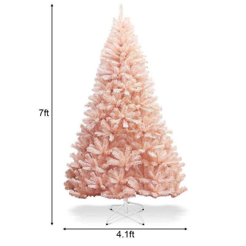 Load image into Gallery viewer, Artificial Pink Christmas Tree, 6ft/7ft Premium Unlit Hinged Spruce Full Tree - GoplusUS