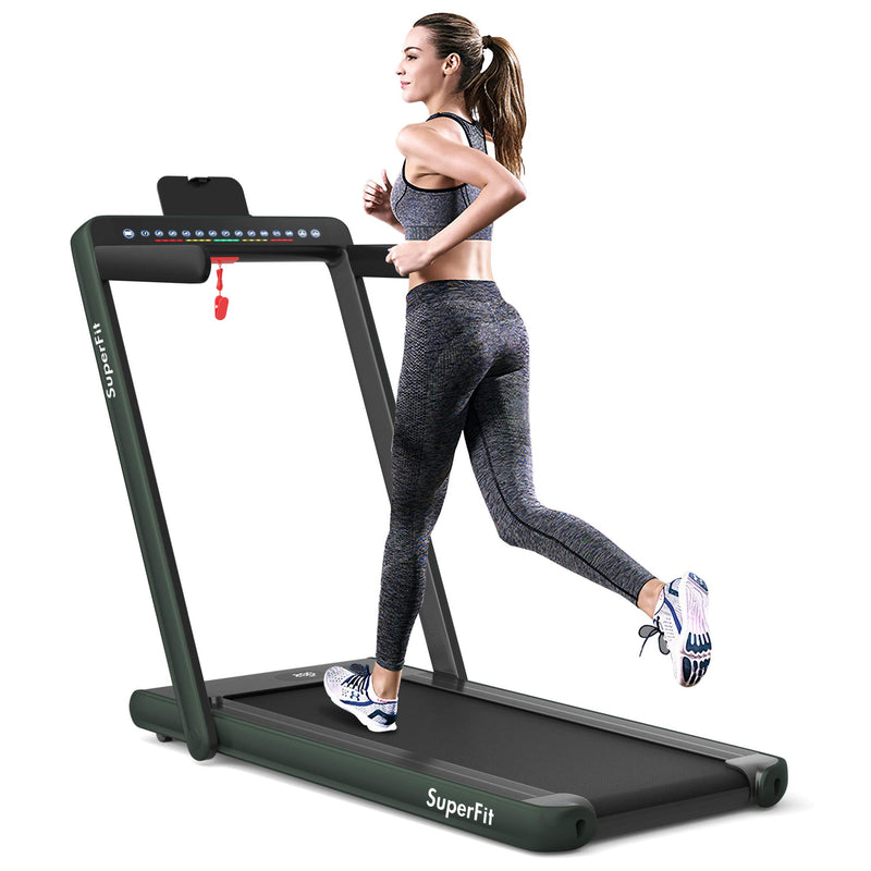 Load image into Gallery viewer, 2 in 1 Folding Treadmill with Dual Display, 2.25HP Superfit Under Desk Electric Pad - GoplusUS