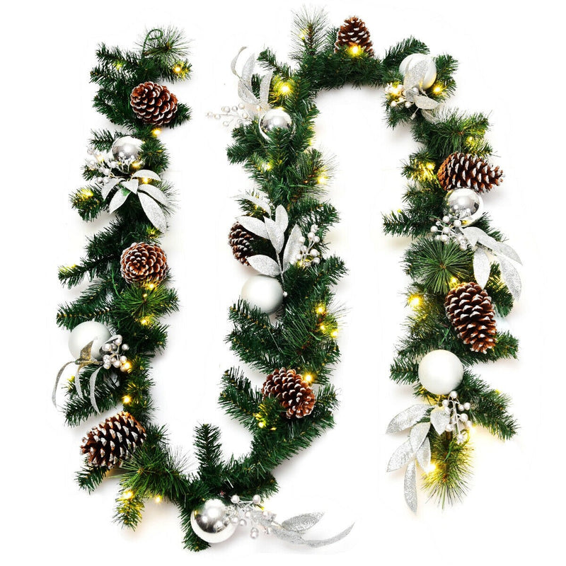 Load image into Gallery viewer, 9FT Pre-lit Christmas Garland, with 50 LED Lights - GoplusUS