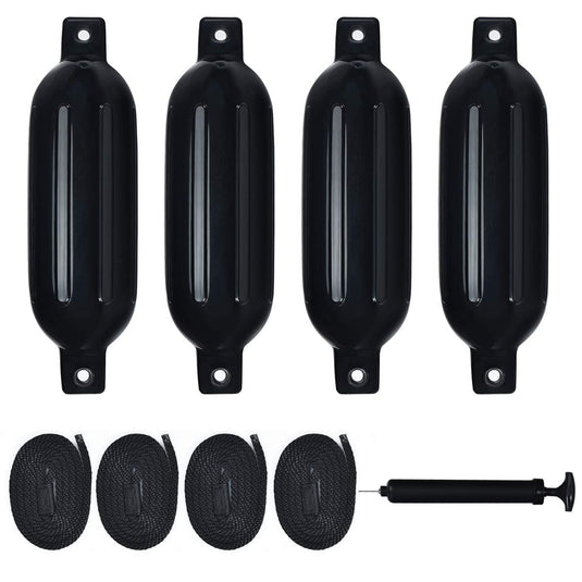 4 Pack Marine Boat Fender, Ribbed Inflatable Marine Bumper - GoplusUS