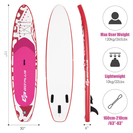 10.5/11FT Inflatable Stand Up Paddle Board, 6.5" Thick SUP with Carry Bag - GoplusUS