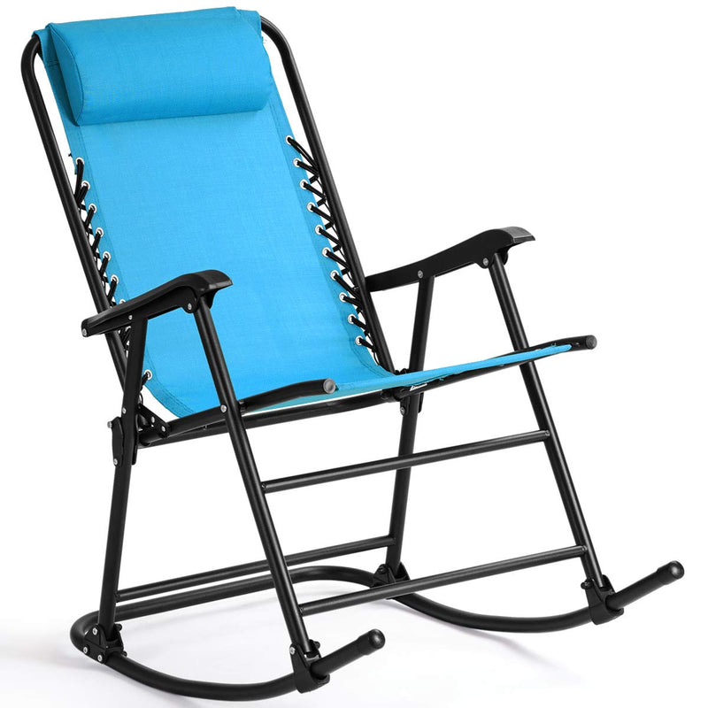 Load image into Gallery viewer, Folding Rocking Chair Recliner Headrest Patio Pool Yard Outdoor - GoplusUS