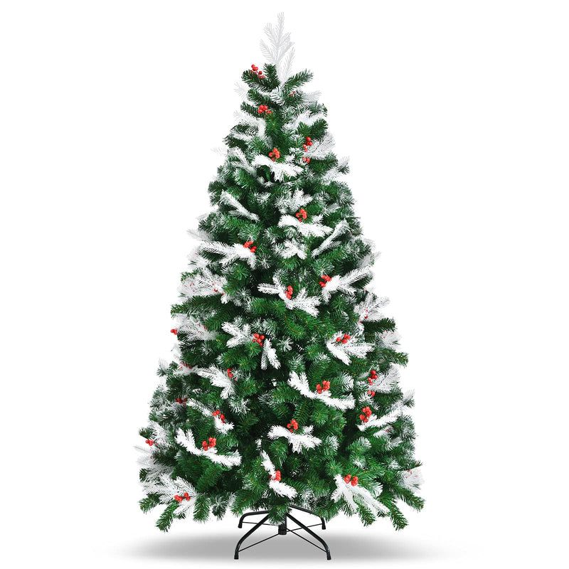 Load image into Gallery viewer, 6ft/7ft Snow Flocked Christmas Tree, Artificial Hinged XmasTree - GoplusUS