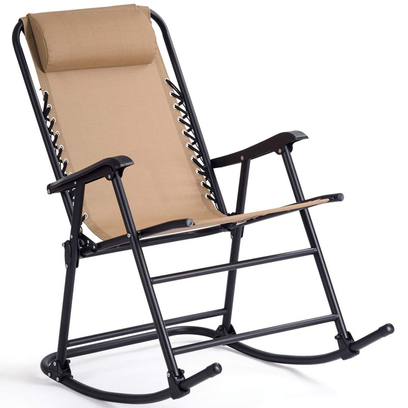 Load image into Gallery viewer, Folding Rocking Chair Recliner Headrest Patio Pool Yard Outdoor - GoplusUS