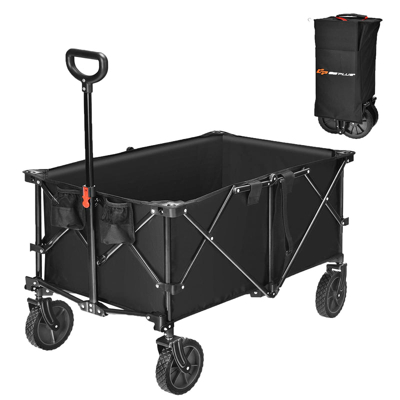 Load image into Gallery viewer, Goplus Collapsible Wagon Cart, 7.5Cu. ft Easy to Fold Garden Utility Trolley w/ Carry Bag (Black) - GoplusUS