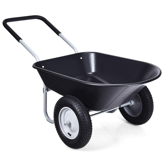 Goplus Dual Wheel Wheelbarrow, Heavy Duty Garden Cart, 330 lbs Capacity Utility Cart - GoplusUS
