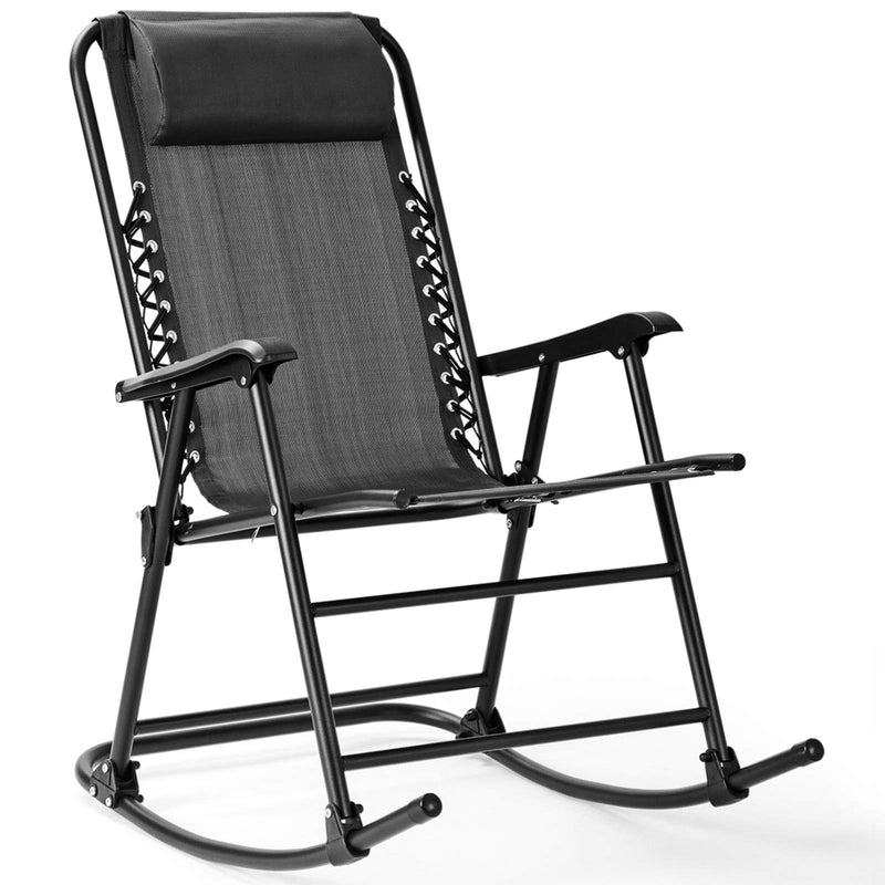 Load image into Gallery viewer, Folding Rocking Chair Recliner Headrest Patio Pool Yard Outdoor - GoplusUS