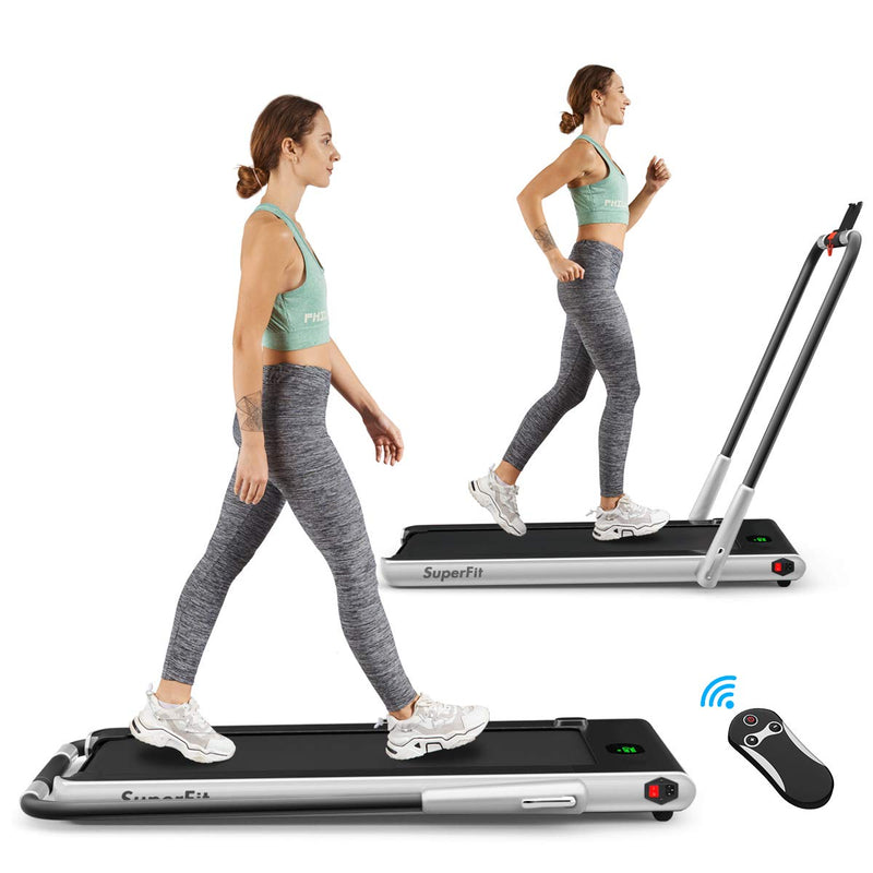 Load image into Gallery viewer, 2 in 1 Folding Treadmill, 2.25HP Under Desk Electric Superfit Treadmill - GoplusUS