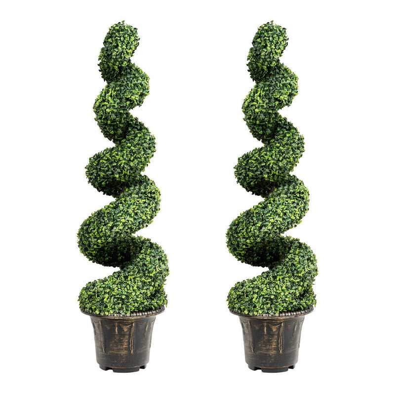 Load image into Gallery viewer, 4 Ft Artificial Boxwood Spiral Tree, Fake Greenery Plants - GoplusUS