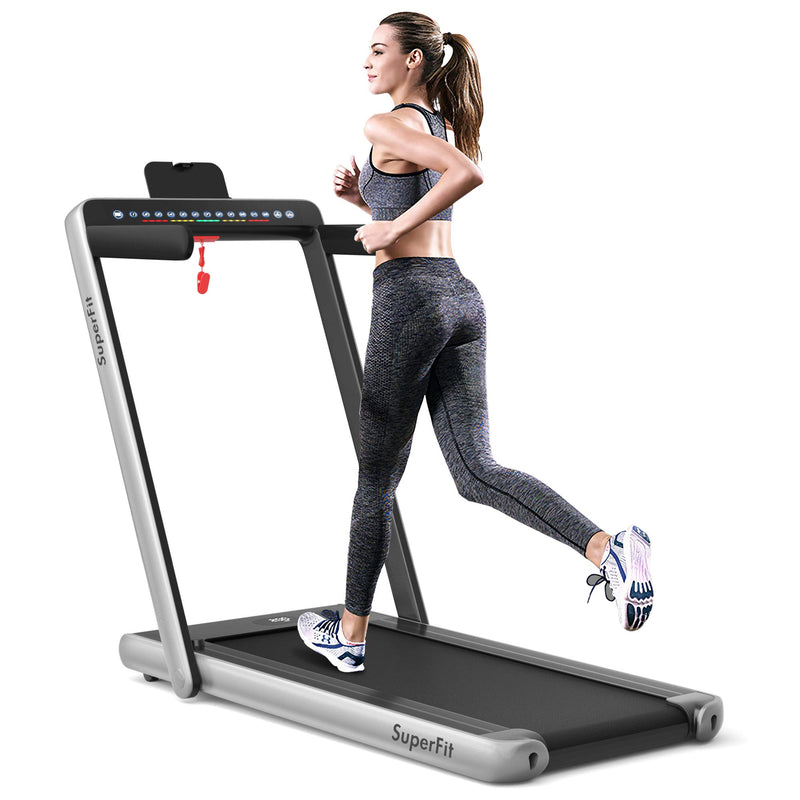 Load image into Gallery viewer, 2 in 1 Folding Treadmill with Dual Display, 2.25HP Superfit Under Desk Electric Pad - GoplusUS