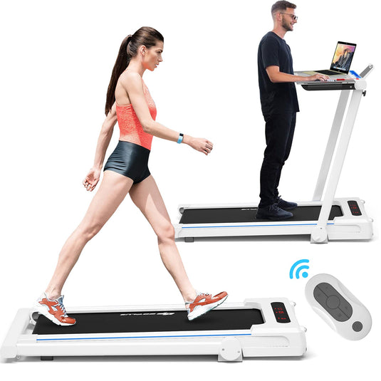 3-in-1 Treadmill with Large Desk, 2.25HP Superfit Folding Electric Treadmills - GoplusUS