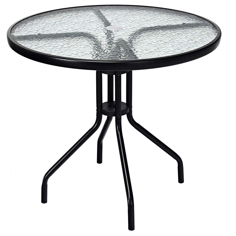 Load image into Gallery viewer, 32" Outdoor Patio Table Round Shape Steel Frame Tempered Glass Top - GoplusUS