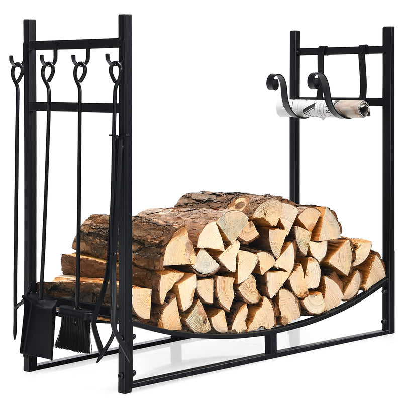 Load image into Gallery viewer, Firewood Rack with Tool Set 36' /30' Fireplace Log Holder - GoplusUS