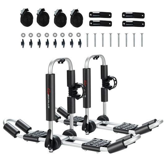 Goplus 2 Pair J-Bar Kayak Roof Rack, Universal Folding Rack Carrier for Canoe, SUP - GoplusUS