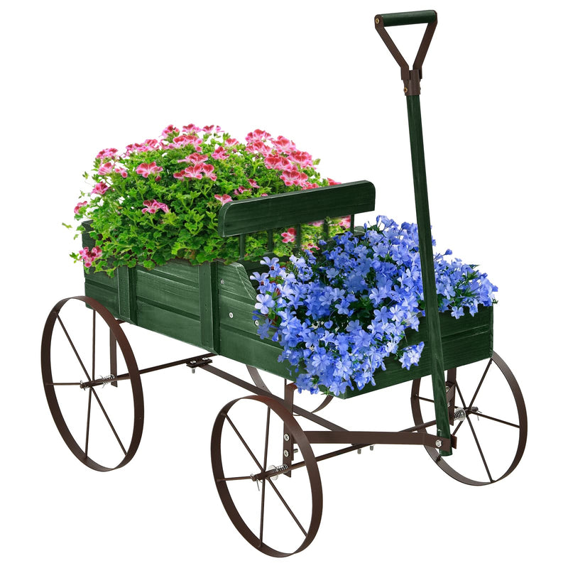 Load image into Gallery viewer, Wagon Planter, Decorative Wooden Garden Planter with Wheels