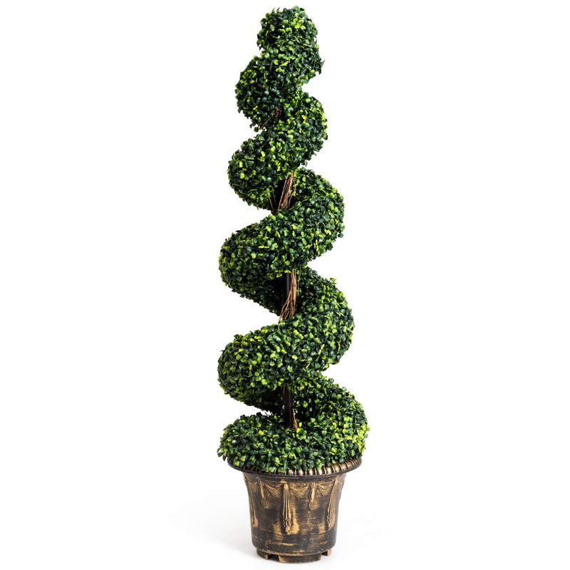 Load image into Gallery viewer, 4 Ft Artificial Boxwood Spiral Tree, Fake Greenery Plants - GoplusUS