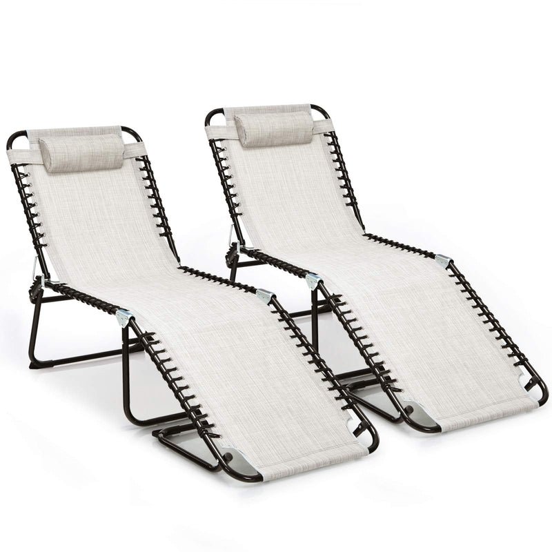 Load image into Gallery viewer, Folding Beach Lounge Chair Black/Gray) - GoplusUS