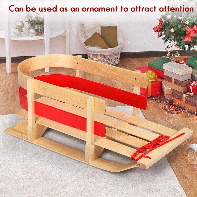Load image into Gallery viewer, Wooden Sled, Snow Wood Sled Pull Steering Slider with Solid Wood Seat