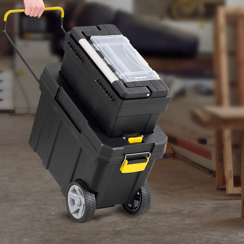 Load image into Gallery viewer, 2-in-1 Tool Box Portable Rolling Toolbox Storage Solution Multi-Purpose Plastic Organizer Set - GoplusUS