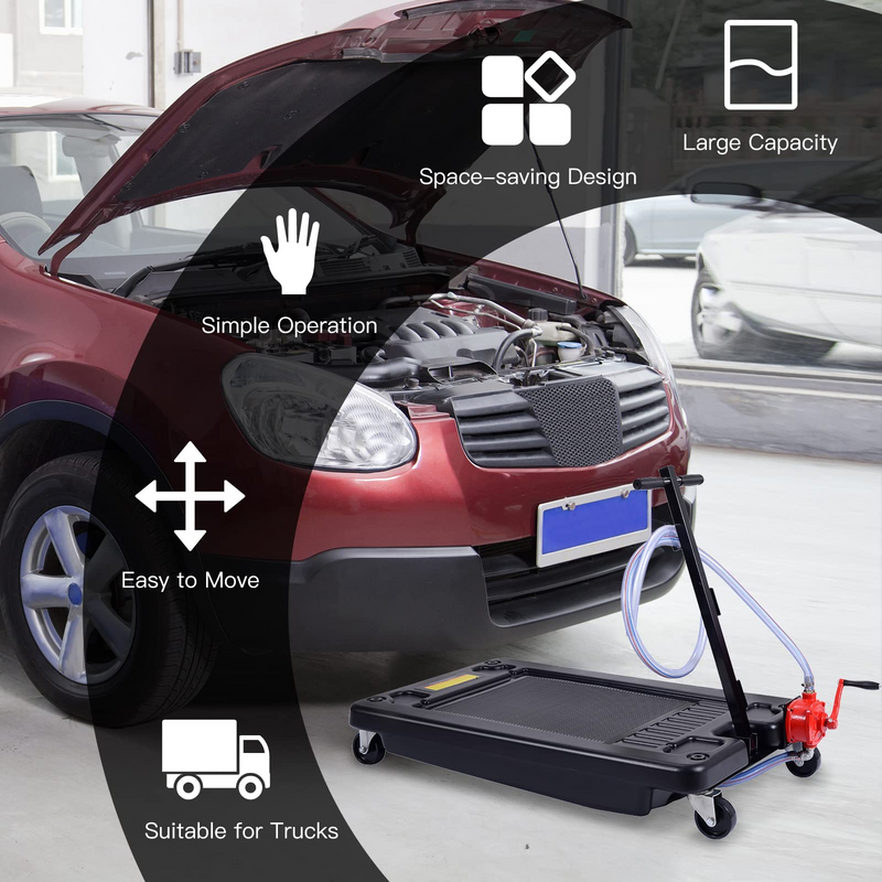Load image into Gallery viewer, Goplus Portable Oil Drain Pan with Pump 17 Gallon Low Profile Oil Change Pan for Truck Car with 8' Hose - GoplusUS
