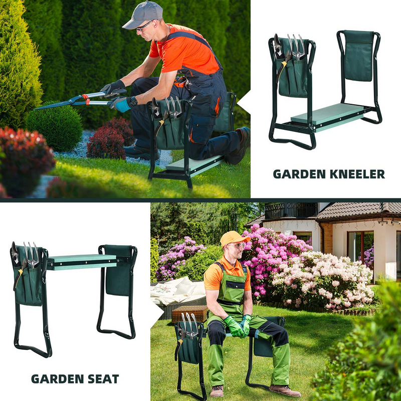 Load image into Gallery viewer, Foldable Garden Kneeler and Seat, Portable Garden Stool w/ 2 Bonus Tool Pouches and EVA Foam Pad - GoplusUS
