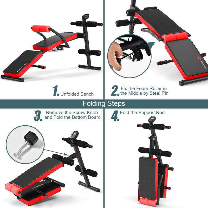 Load image into Gallery viewer, 6 in 1 Adjustable Sit Up Bench, Foldable Utility Weight Bench - GoplusUS