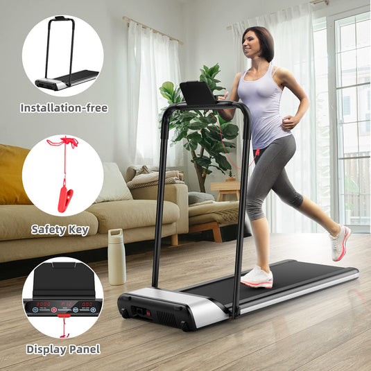 Ultra-Thin Electric Folding Treadmill, Installation-Free Design - Goplus