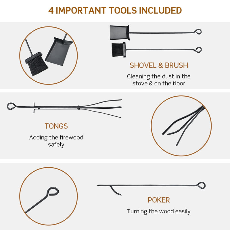 Load image into Gallery viewer, Firewood Rack with Tool Set 36' /30' Fireplace Log Holder - GoplusUS