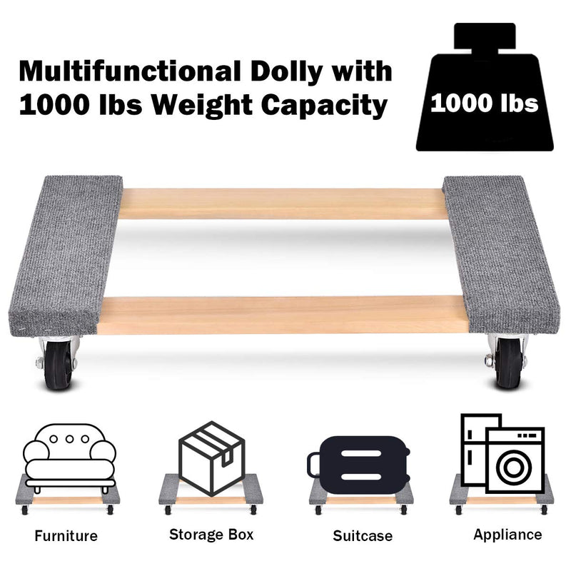 Load image into Gallery viewer, Moving Dolly Heavy Duty Wood Furniture Dllies Movers Carrier (30"x18" with Carpet End) - GoplusUS