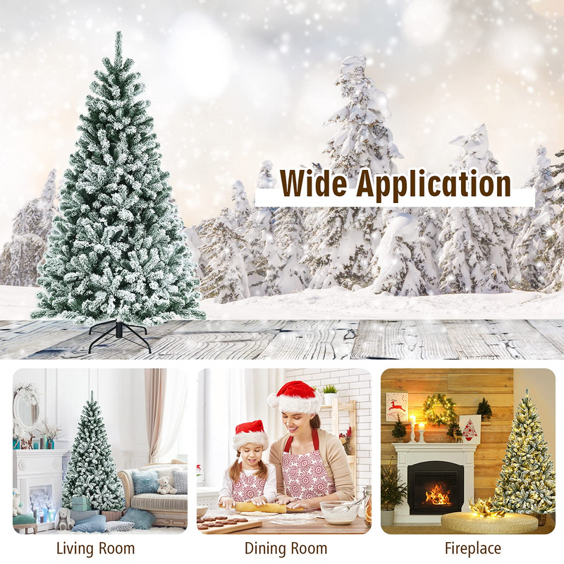 Load image into Gallery viewer, Goplus Snow Flocked Christmas Tree, Artificial Hinged Xmas Tree - GoplusUS