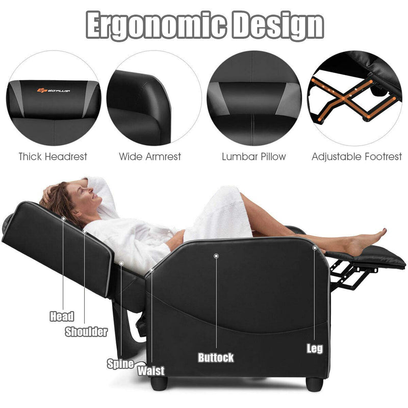 Load image into Gallery viewer, Goplus Massage Gaming Recliner Chair, Racing Style PU Leather Single Recliner Sofa with Footrest - GoplusUS