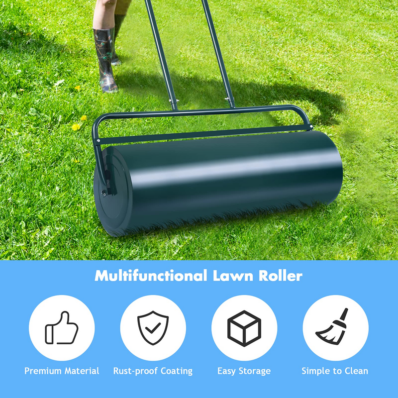 Load image into Gallery viewer, Lawn Roller Tow Behind Water Filled Push for Garden, Green - GoplusUS