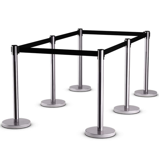 6Pcs Stanchion Post Crowd Control Barrier Stainless Steel Stanchions - GoplusUS