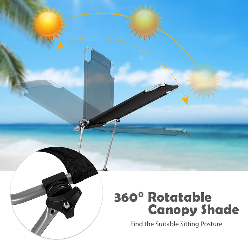 Load image into Gallery viewer, Folding Lounge Chair w/Shade Canopy and Storage Pocket - GoplusUS