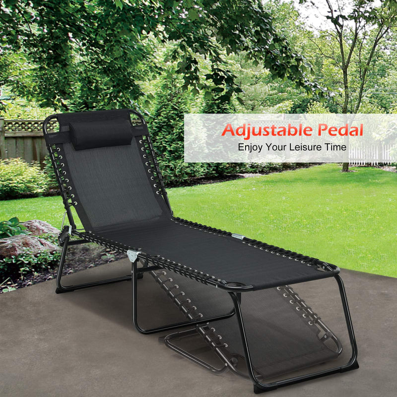 Load image into Gallery viewer, Folding Beach Lounge Chair Black/Gray) - GoplusUS