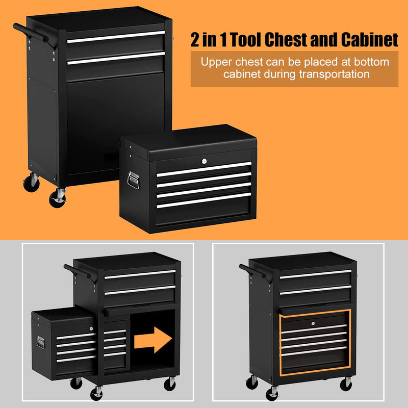 Load image into Gallery viewer, 6-Drawer Rolling Tool Chest Removable Tool Storage Cabinet with Sliding Drawers - GoplusUS