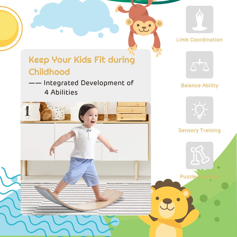 Load image into Gallery viewer, Wooden Balance Board Curvy Wobble Board