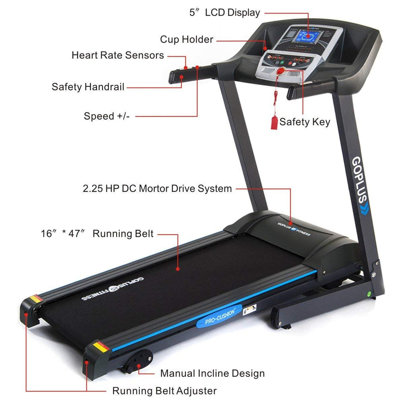 Load image into Gallery viewer, 2.2HP Folding Treadmill Electric Support Motorized Power Running Fitness Jogging Incline - GoplusUS