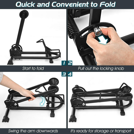 Goplus Foldable Bicycle Floor Stand, Steel Bike Parking Rack Fits 20