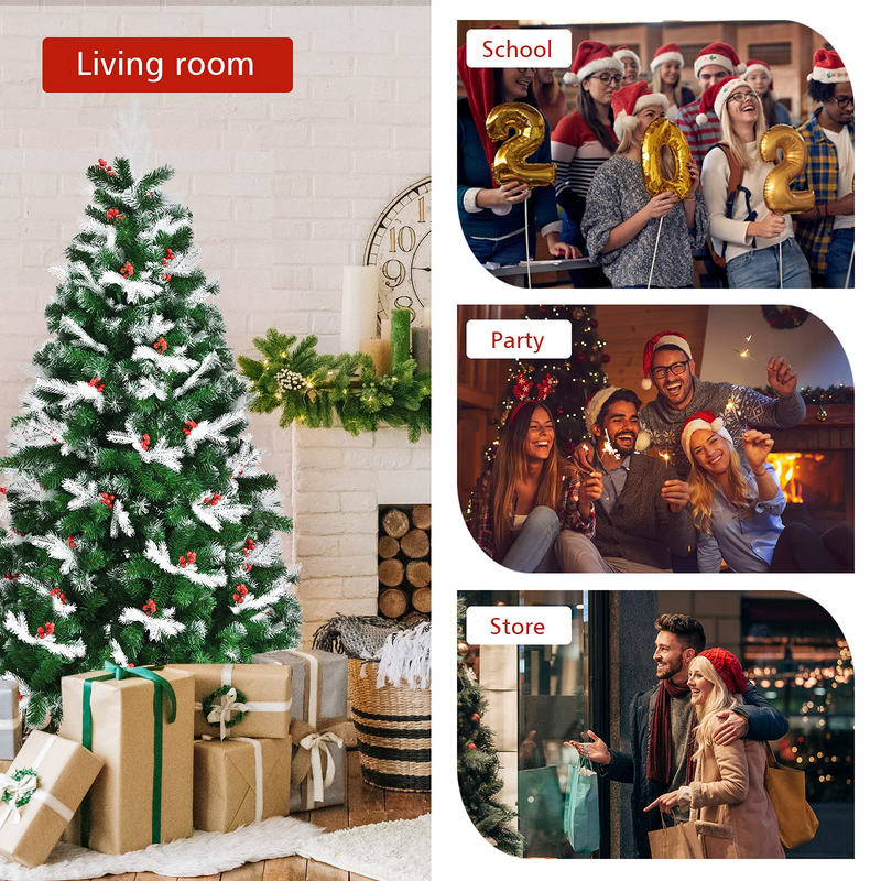 Load image into Gallery viewer, 6ft/7ft Snow Flocked Christmas Tree, Artificial Hinged XmasTree - GoplusUS